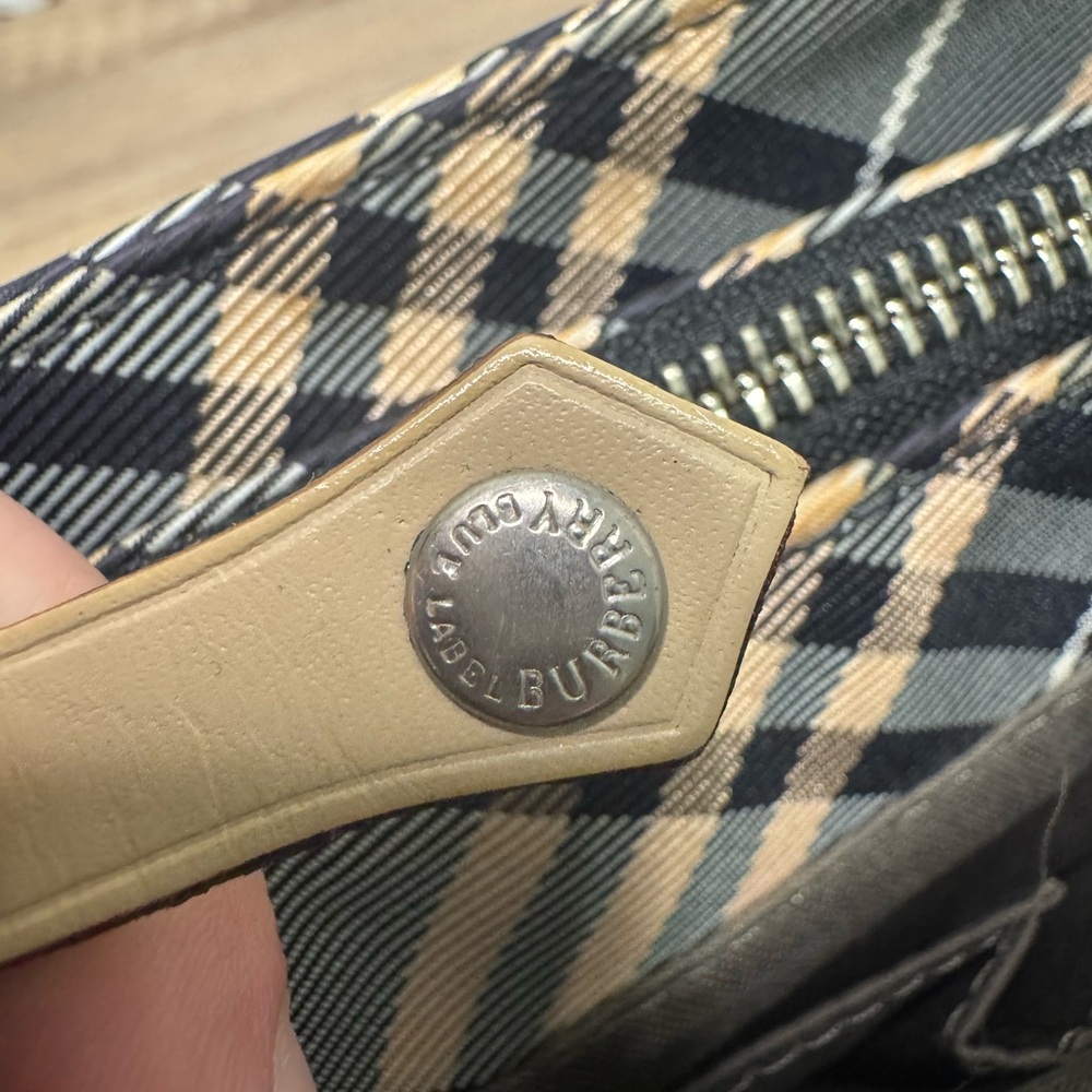 Burberry Blue Label Nova Check Nylon & Leather Shoulder Tote (Diagonal Plaid) - Picture 3 of 16